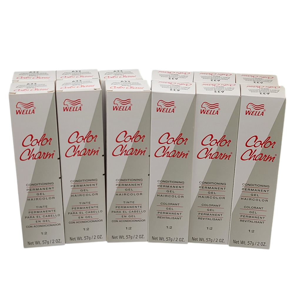 12 Pack Wella Color Charm Permanent Gel Hair Color 632 Medium Ash Blonde - 2 oz